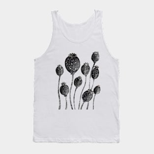 Poppies black and white plant design Tank Top